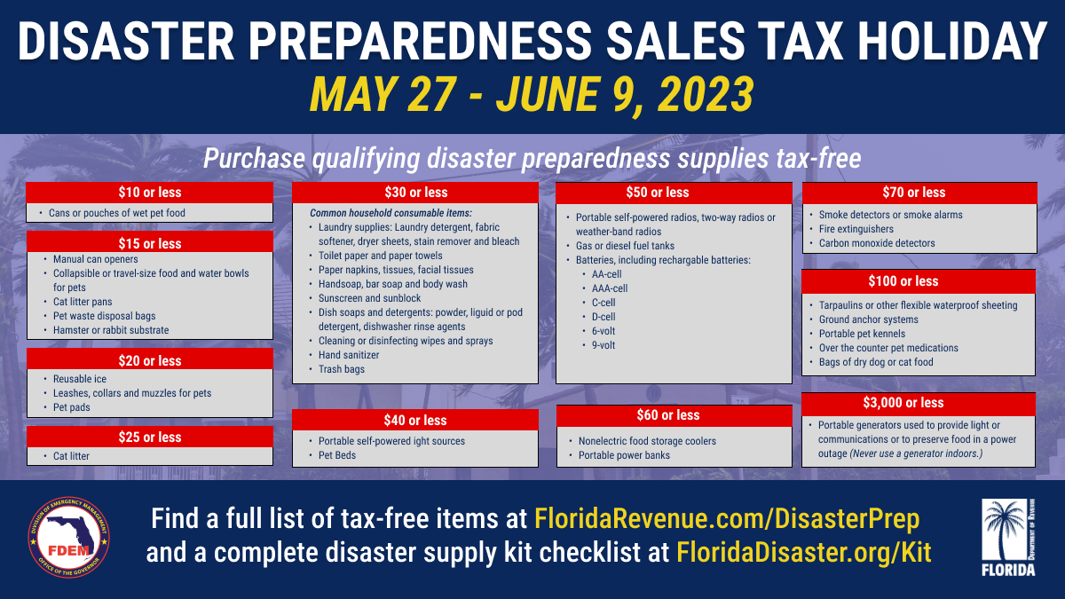 Disaster Preparedness Sales Tax Holiday