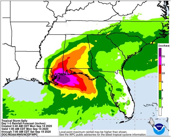 Sally Rainfall Monday