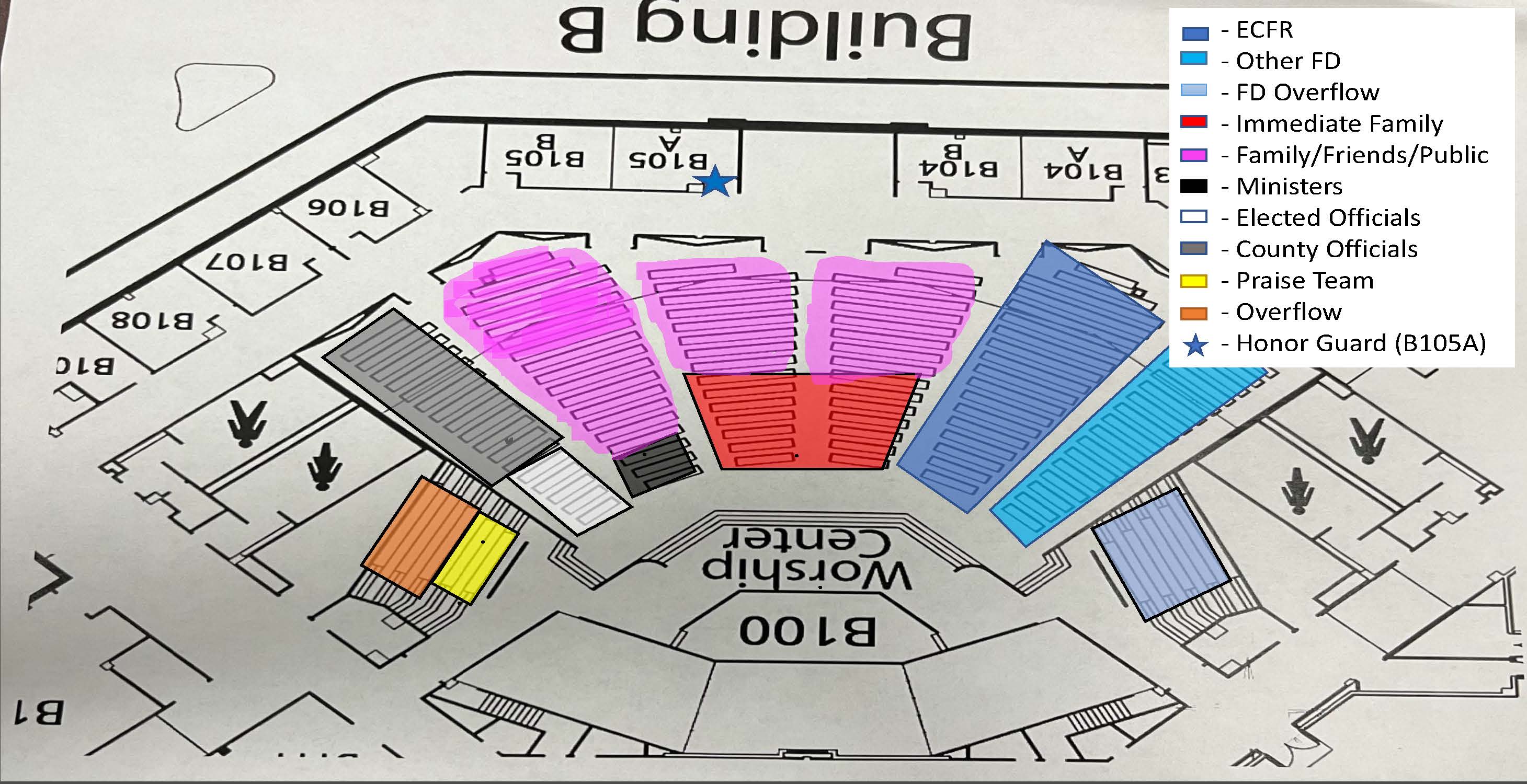 Seating chart for Marcus Pointe Baptist Church