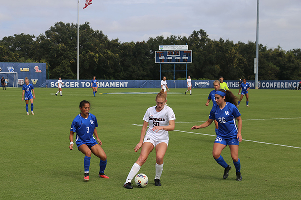 Georgia and Kentucky play at the SEC Women's Soccer Tournament Tuesday, Oct. 31 at Ashton Brosnaham Athletic Park.