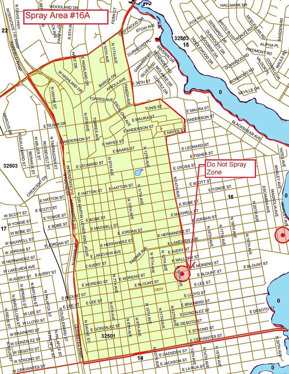Spray Area 16A Map