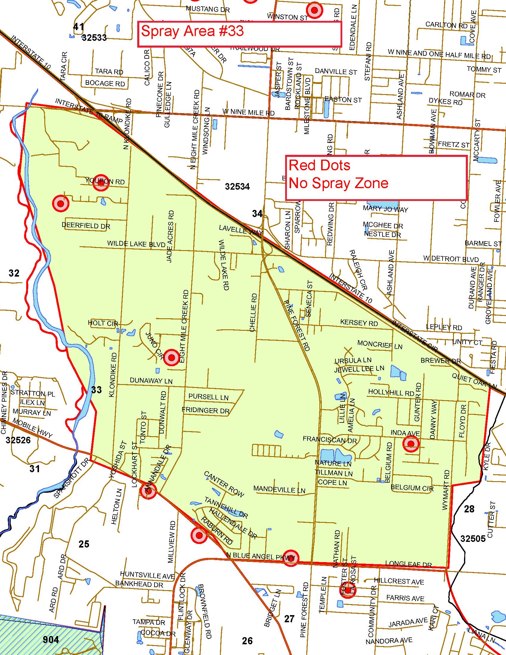 spray area 33A Map