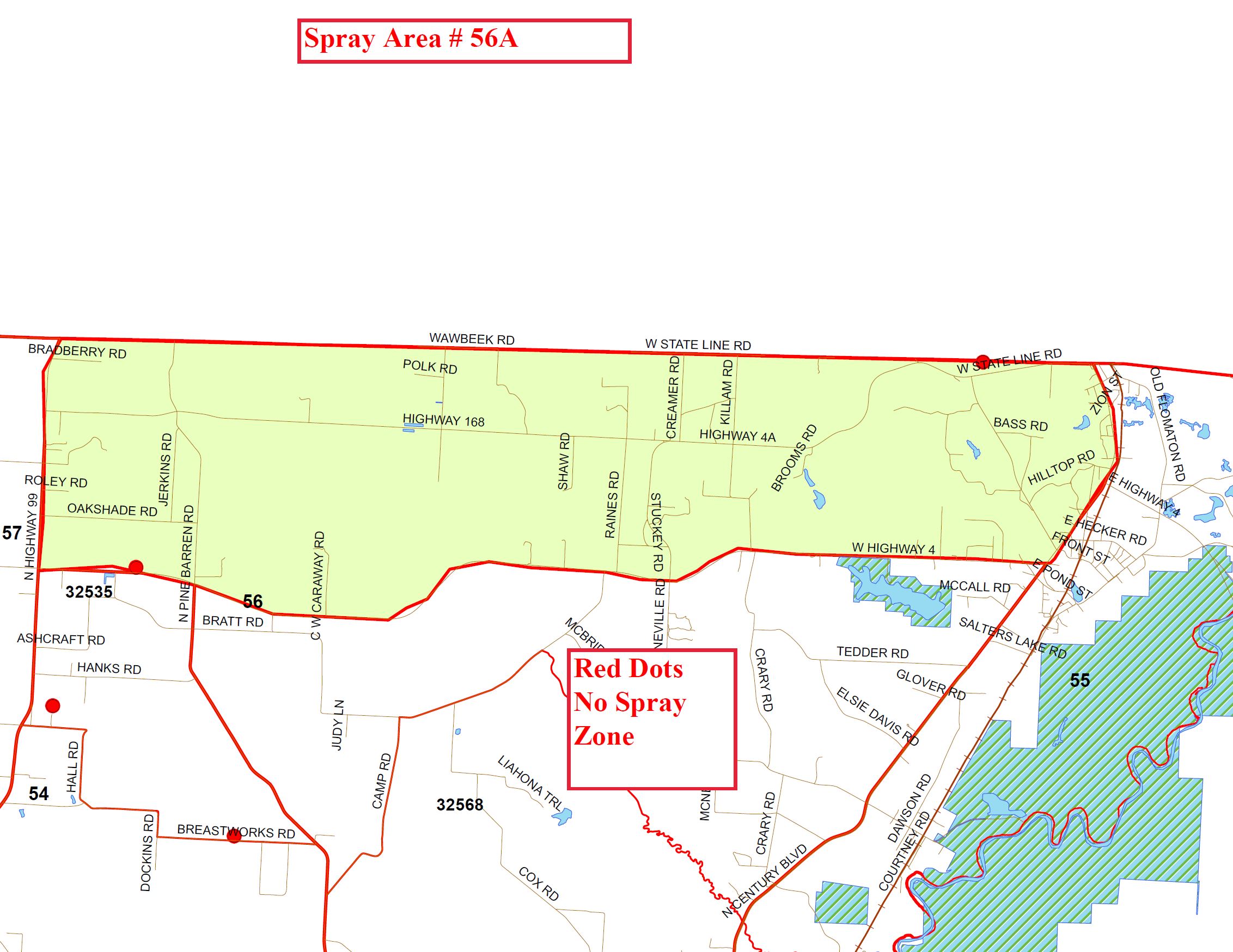 Mosquito Spray Map for Area 56A