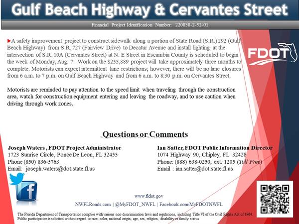 SR 292 Sidewalk and SR 10A Lighting SR 292 Sidewalk and SR 10A Lighting