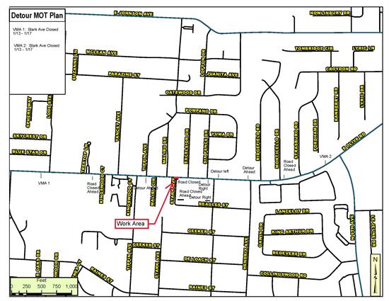 Stark Ave Road Closure Map2 Stark Ave Road Closure Map2