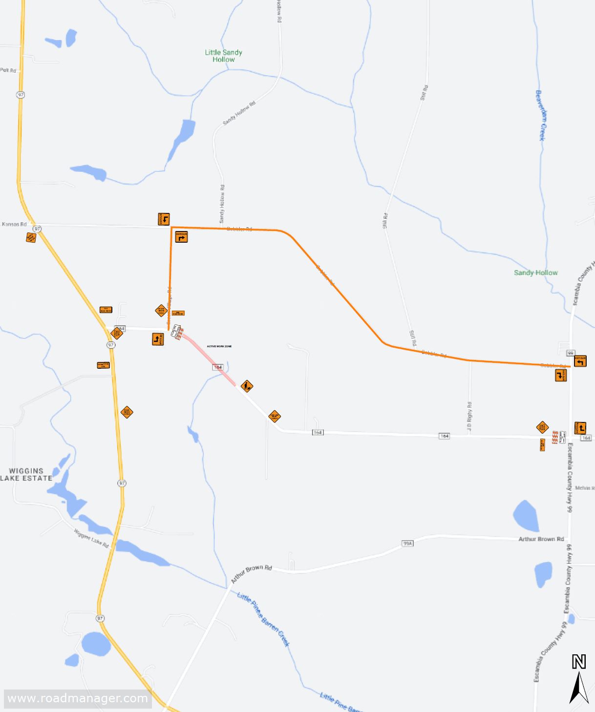 Map for Traffic Advisory CR164 Phase B