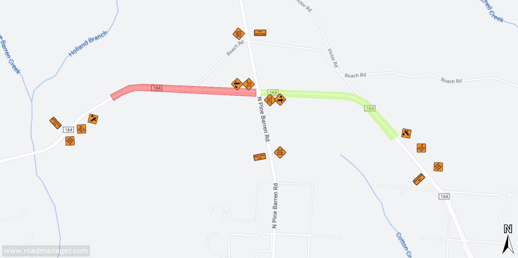 Map detour for Traffic Advisory CR164 Phase C