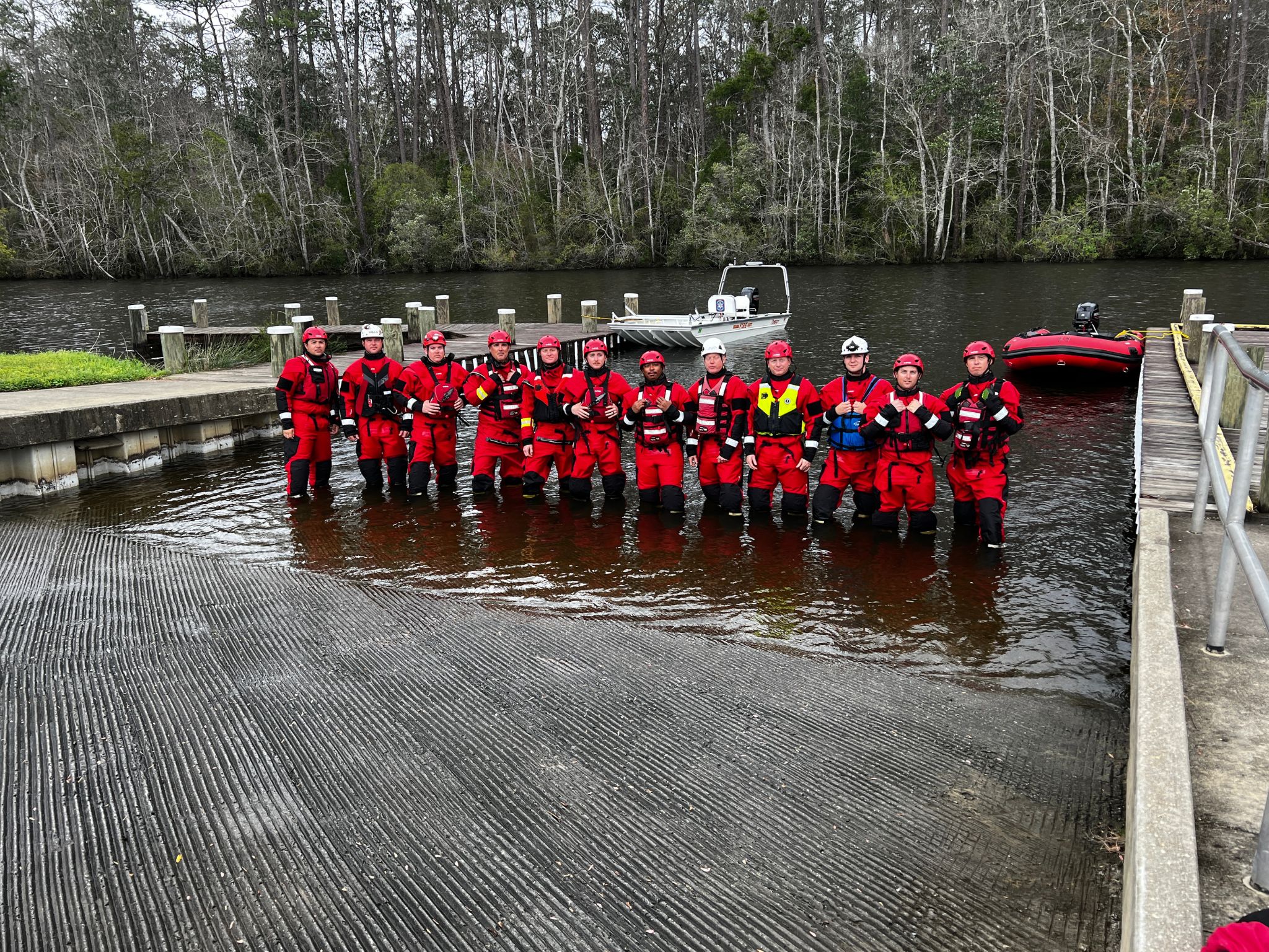 Escambia County Fire Rescue's USAR team in the water