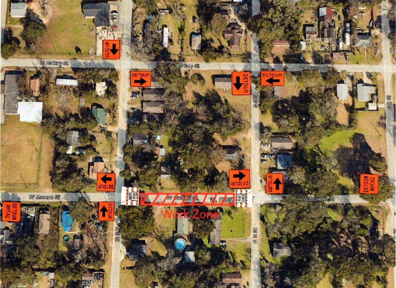 West Moreno Street Detour Oct 2023