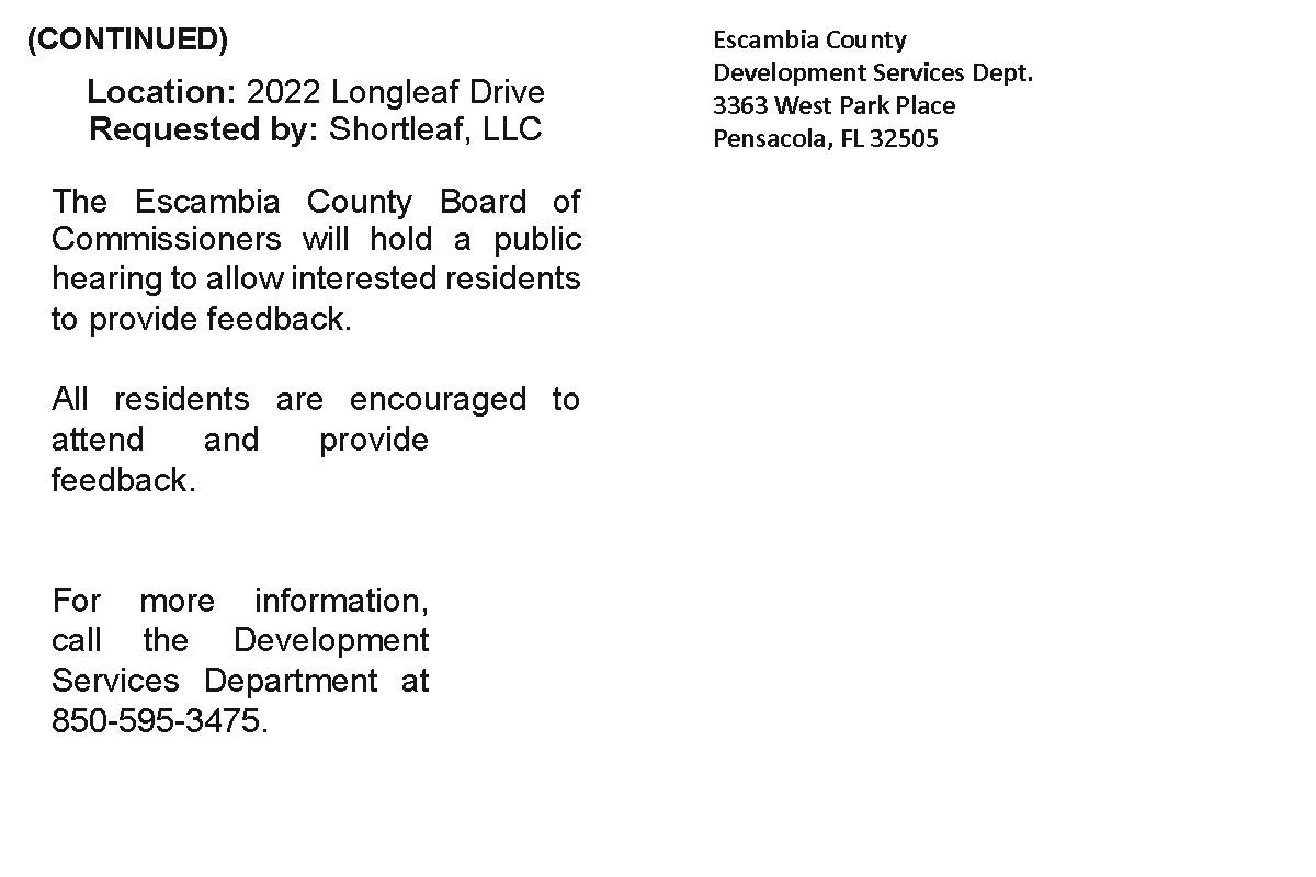 Shortleaf Public Hearing December 2017 Post Card Back 