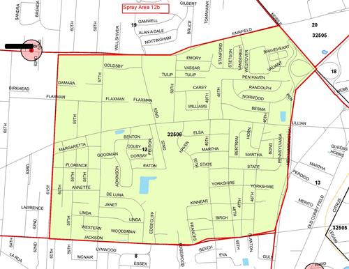 Boundaries: North: Fairfield Drive, South - Jackson, East - New Warrington Road, 61st Avenue 