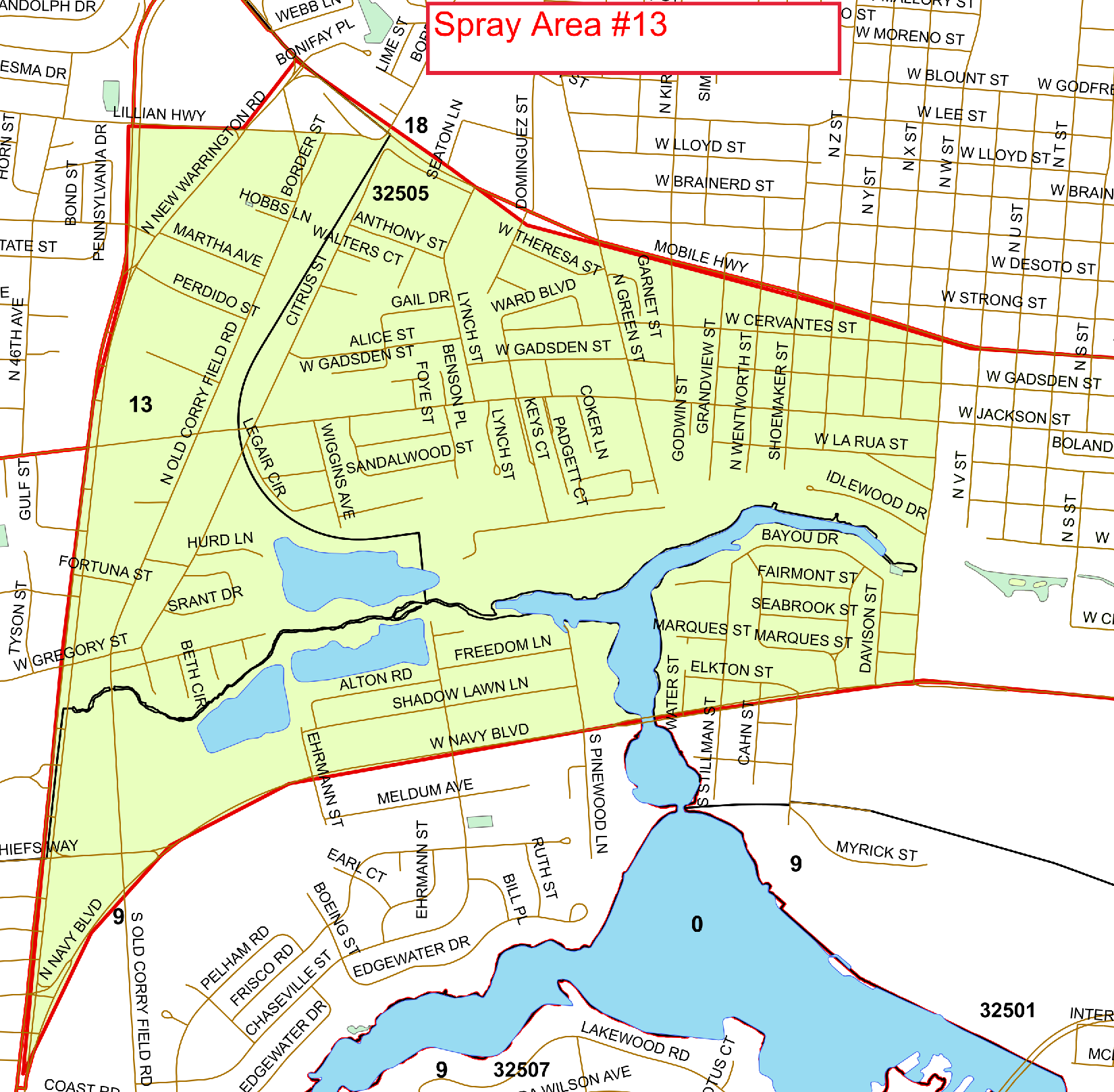 Spray Area 13A Map Spray Area 13A Map