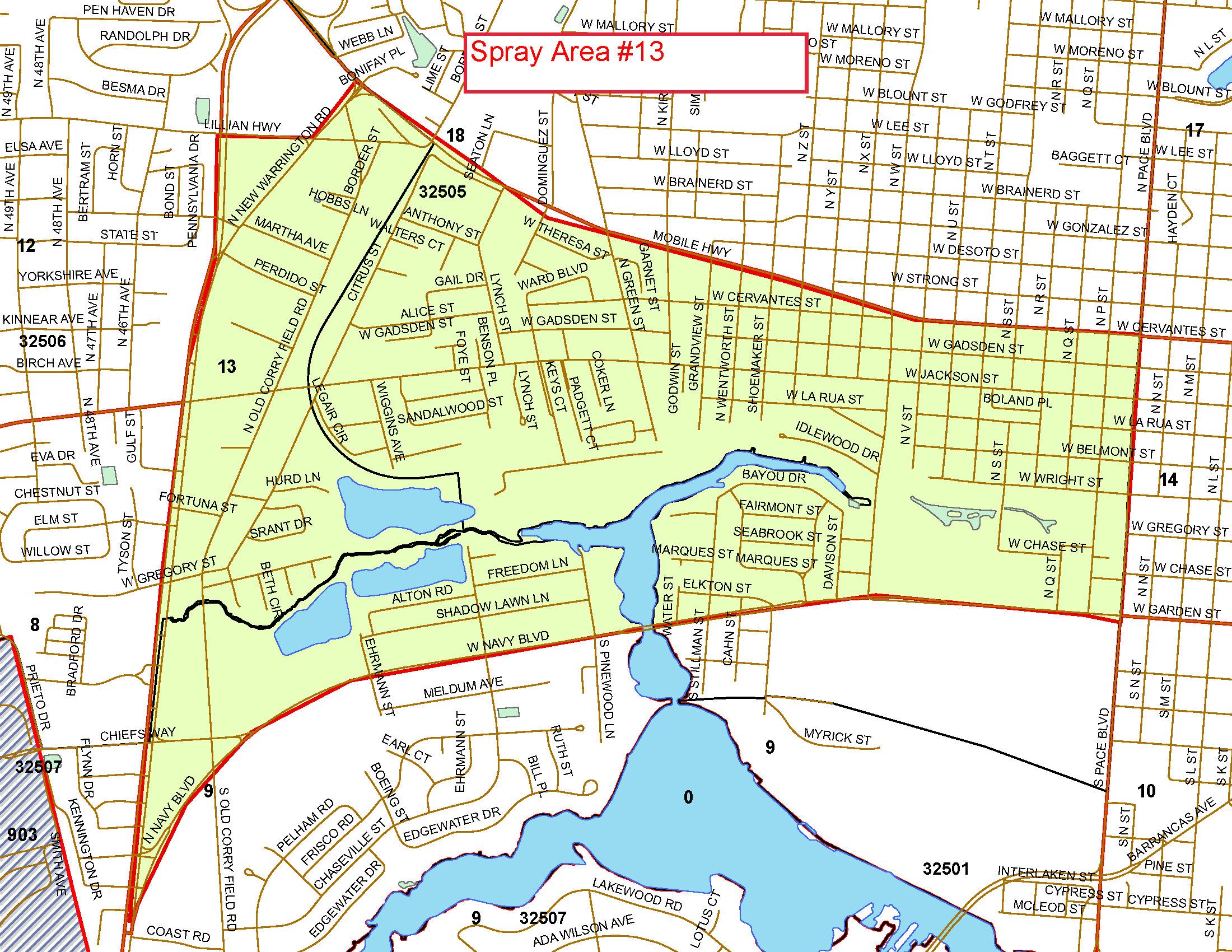 Spray Area 13A Map Spray Area 13A Map