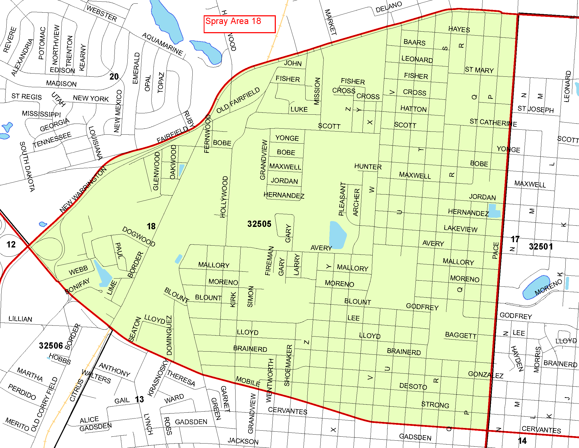 Spray Area 18A Map Spray Area 18A Map