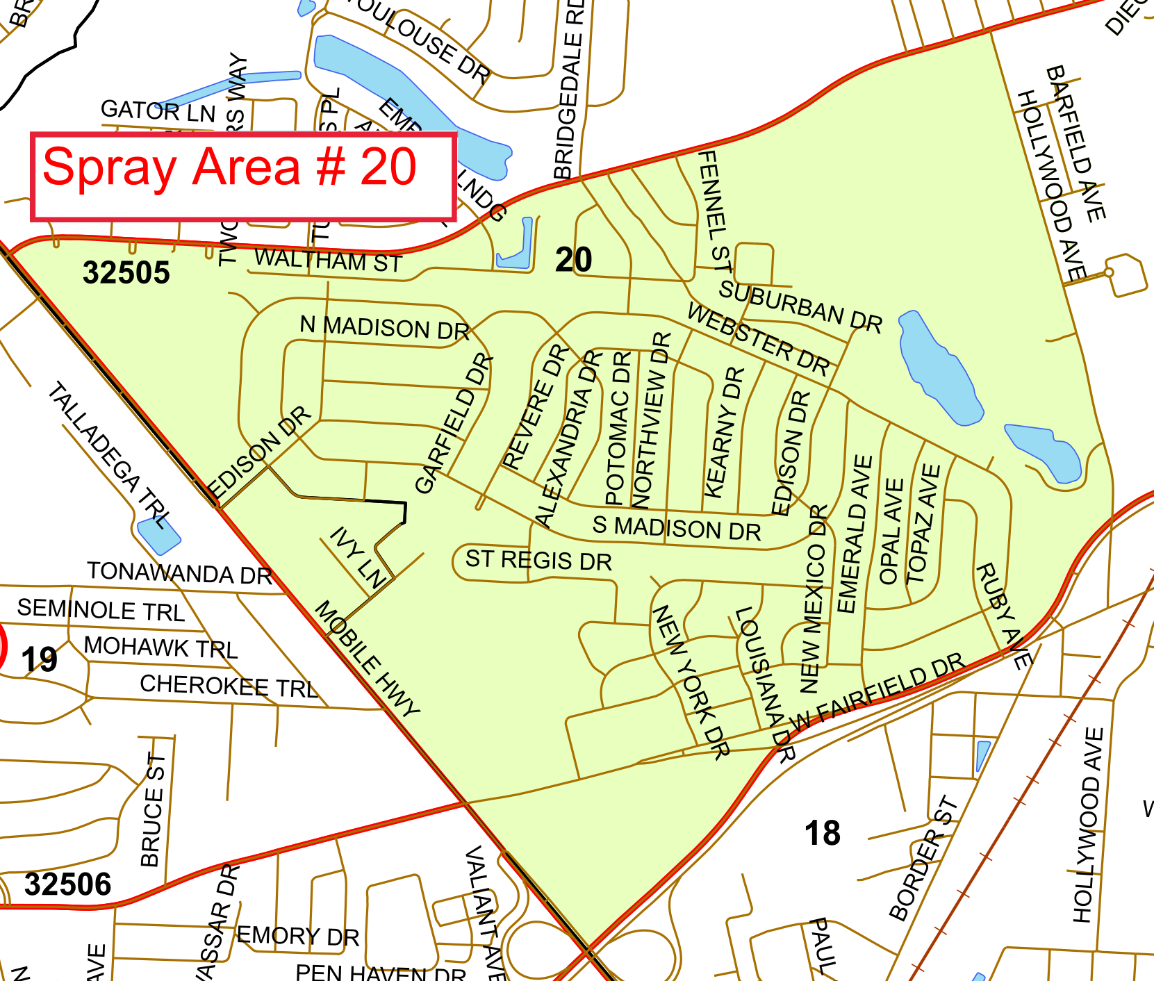 Spray Area 20A Map Spray Area 20A Map