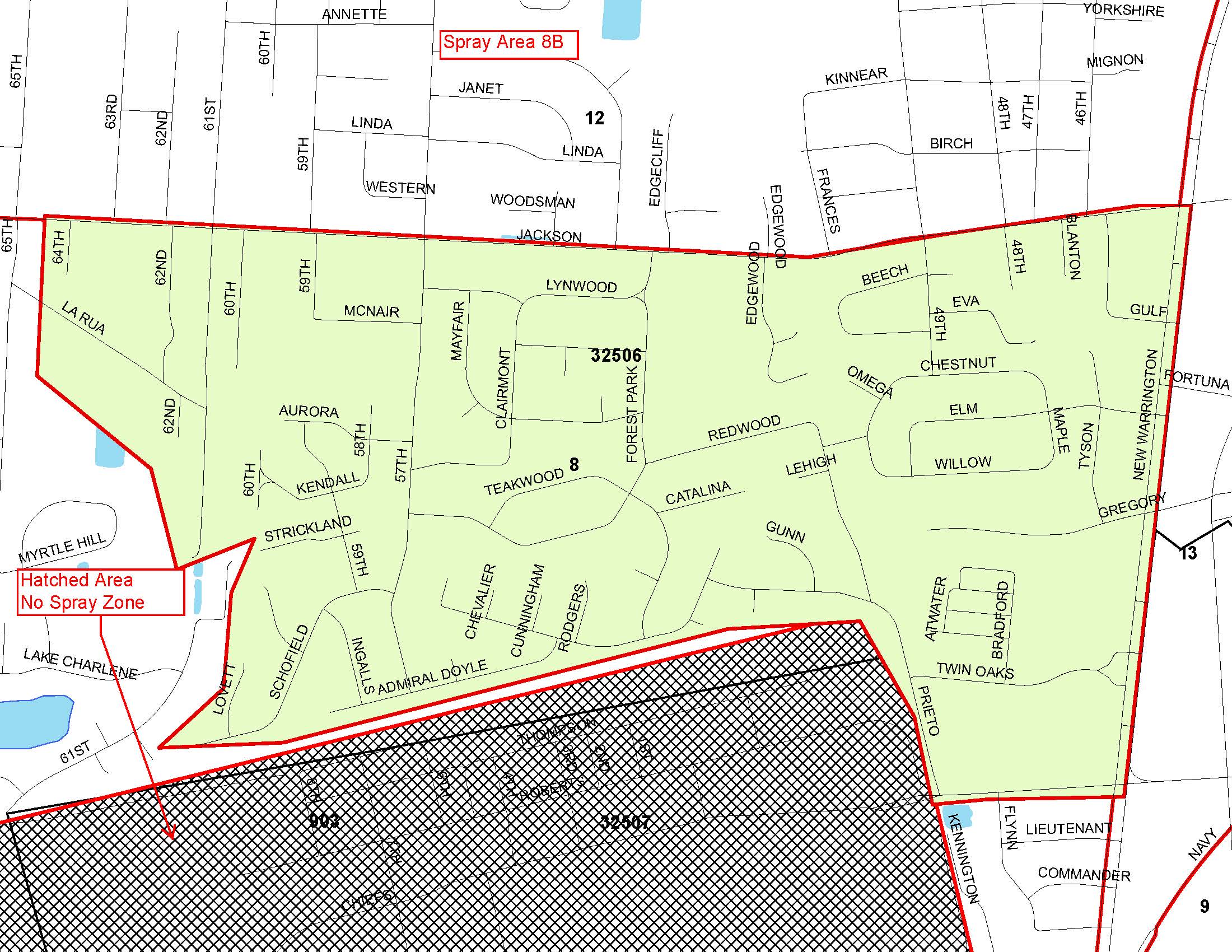 Boundaries - North - Jackson, South - Highway 98, East - New Warrington Road, West - 64th Avenue 