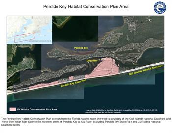 A map depicting the extent of the Perdido Key Habitat Conservation Plan.