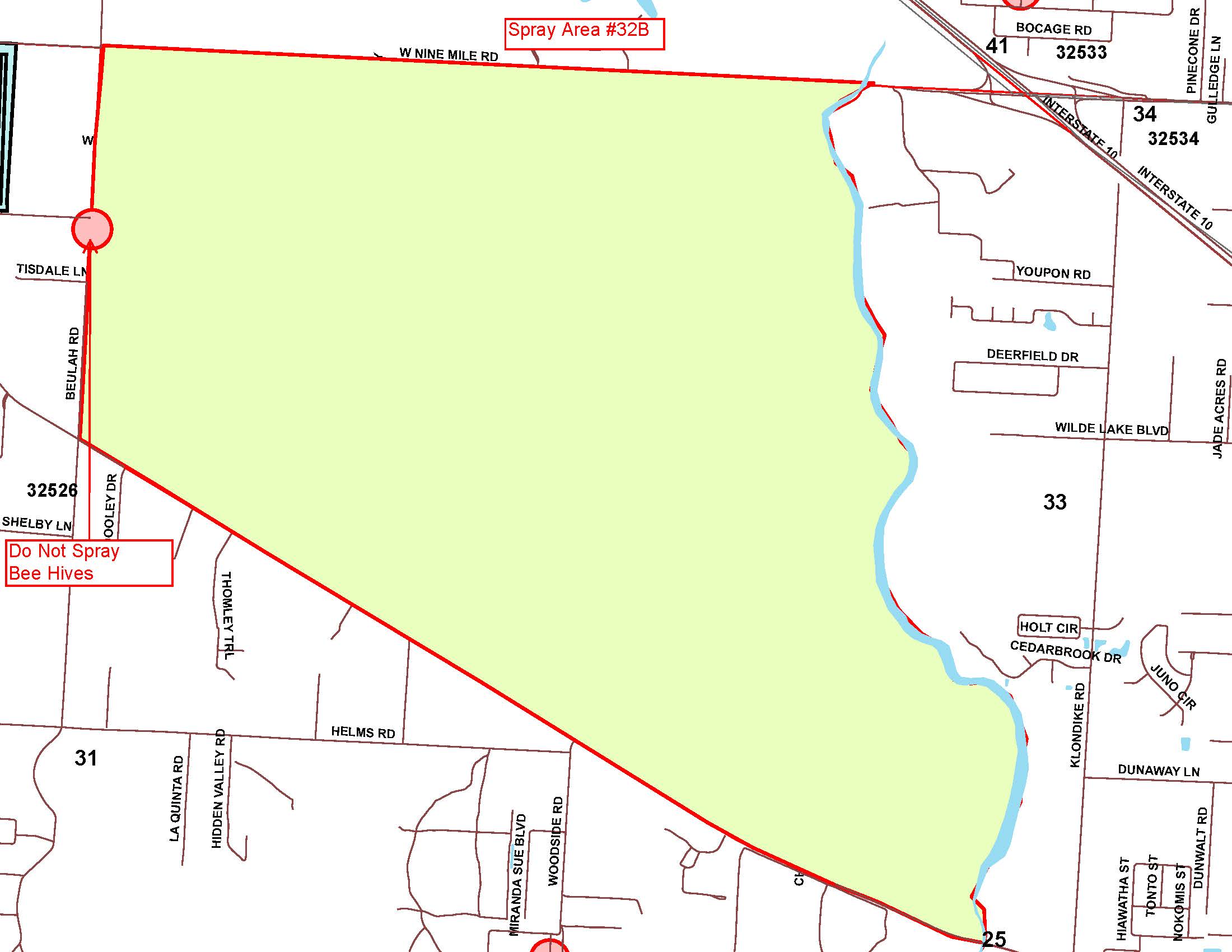 Spray Area 32B Map: Beulah 