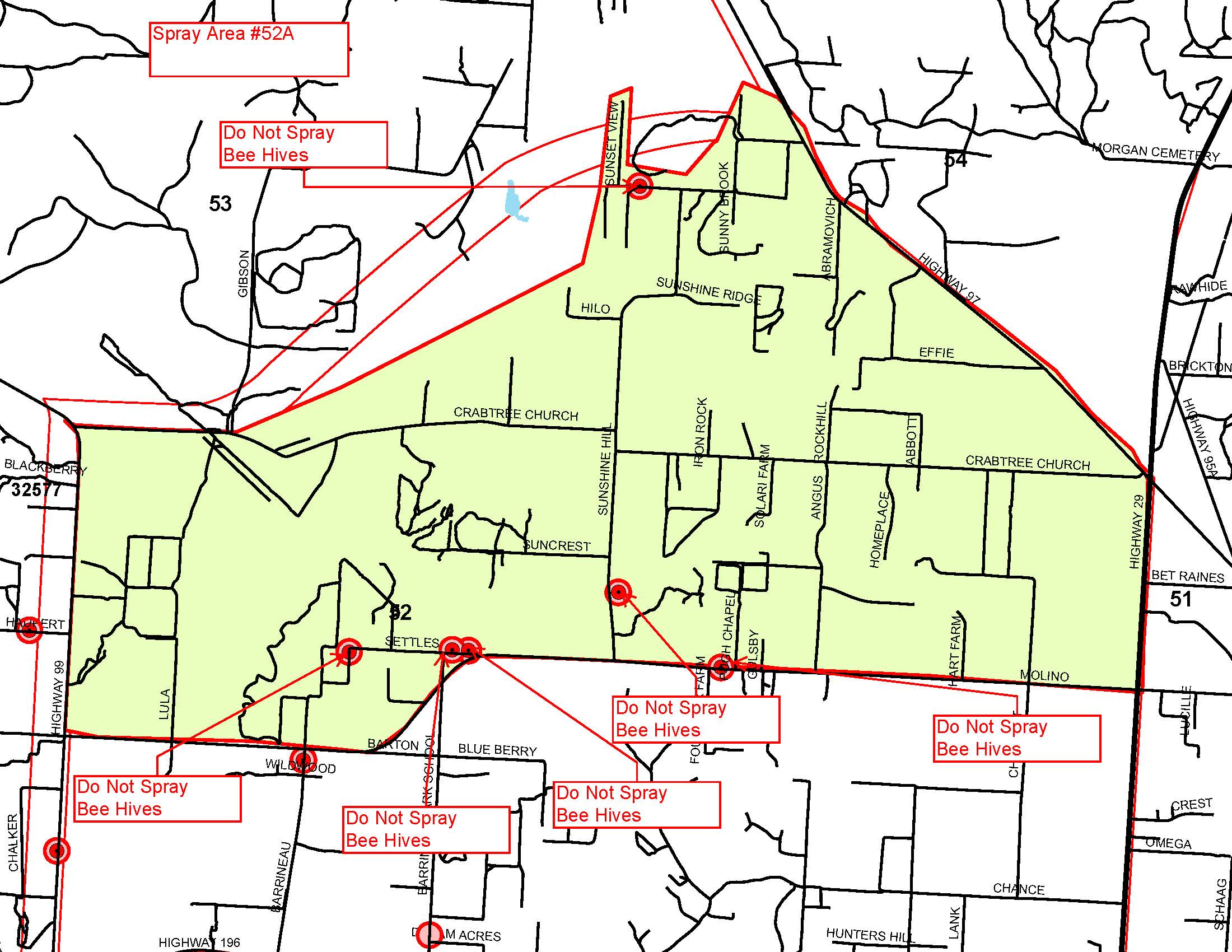spray area 52A Map- Molino
