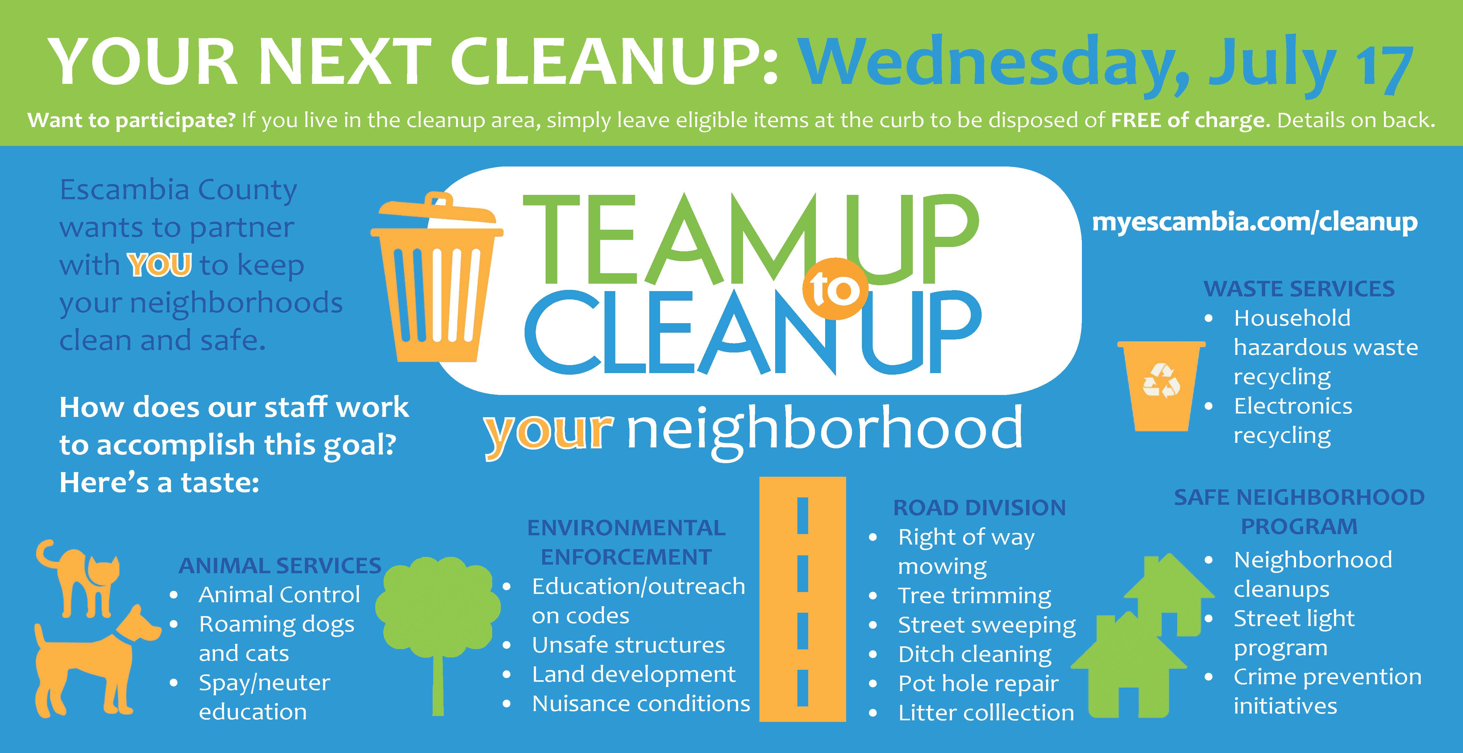 Cantonment Neighborhood Cleanup Event Post Card