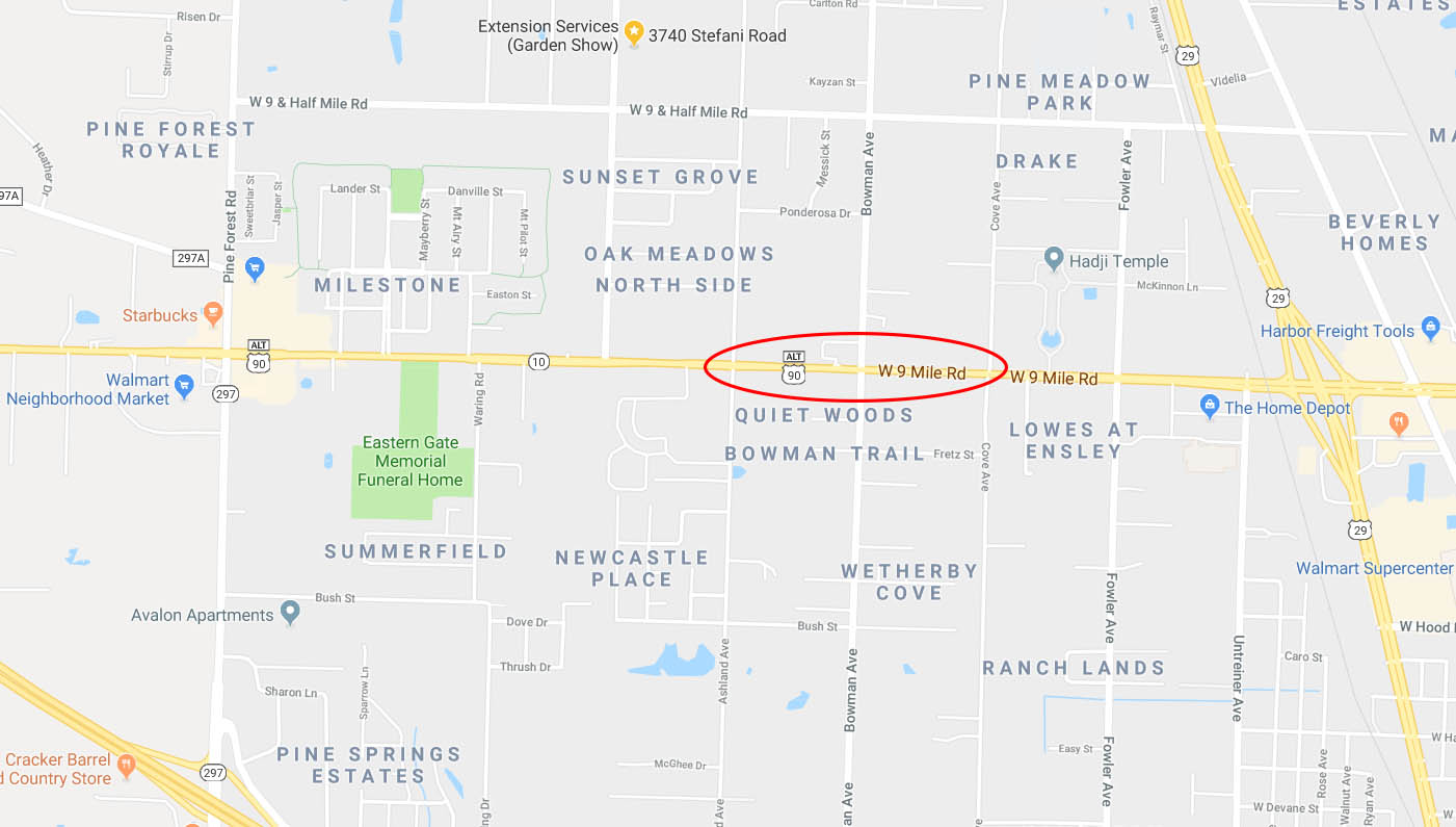 Nine Mile Road Closure Map