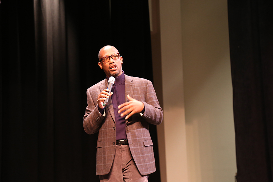 District 3 Commissioner Lumon May speaks at the Black History Month Program at the Brownsville Community Center on Feb. 28, 2019.