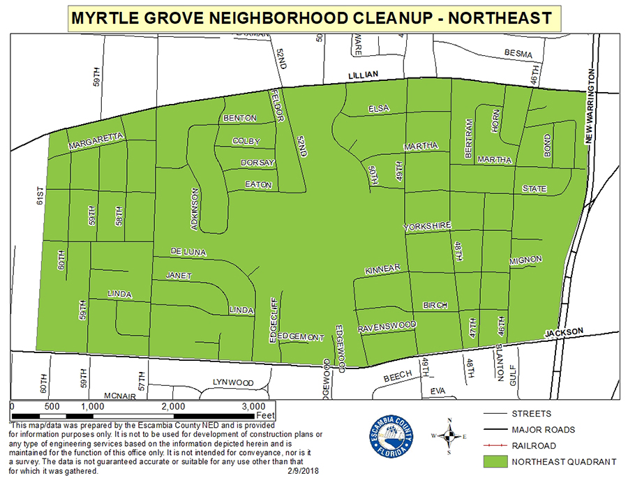 Myrtle Grove Northeast Cleanup Map