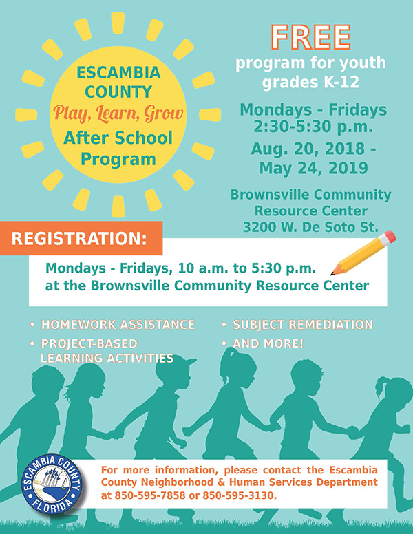 Play, Learn, Grow 2018 Flyer for the 2018 Play, Learn, Grow After School Program
