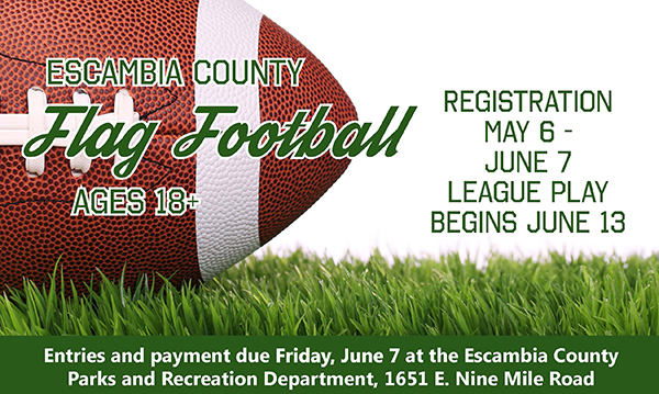 Football in grass - Escambia County Flag Football