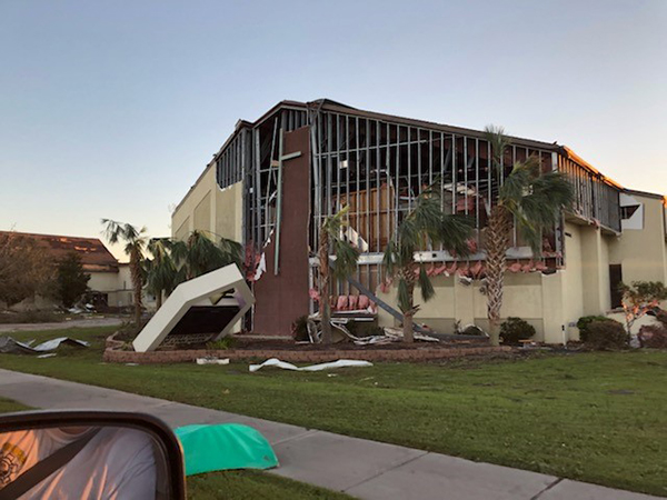 ECFR Michael 12 resized A damaged church in Bay County, Florida after Hurricane Michael.