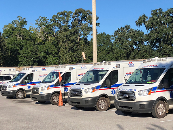 EMS crews 2 Ambulance crews that were deployed to Bay County use the Escambia County Emergency Operations Center as a rest area after transporting 23 patients from Bay County to Sacred Heart Hospital in Pensacola.
