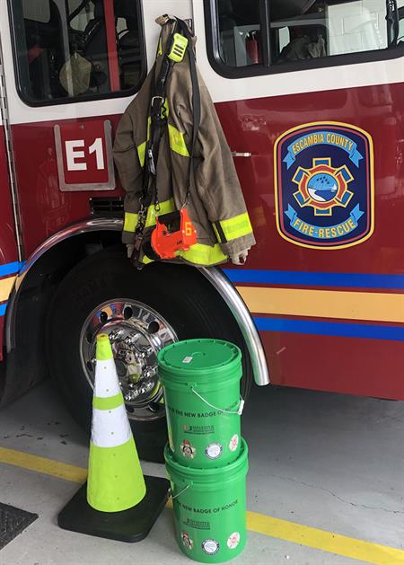 Decontamination Kit Decontamination kits shown next to a fire truck
