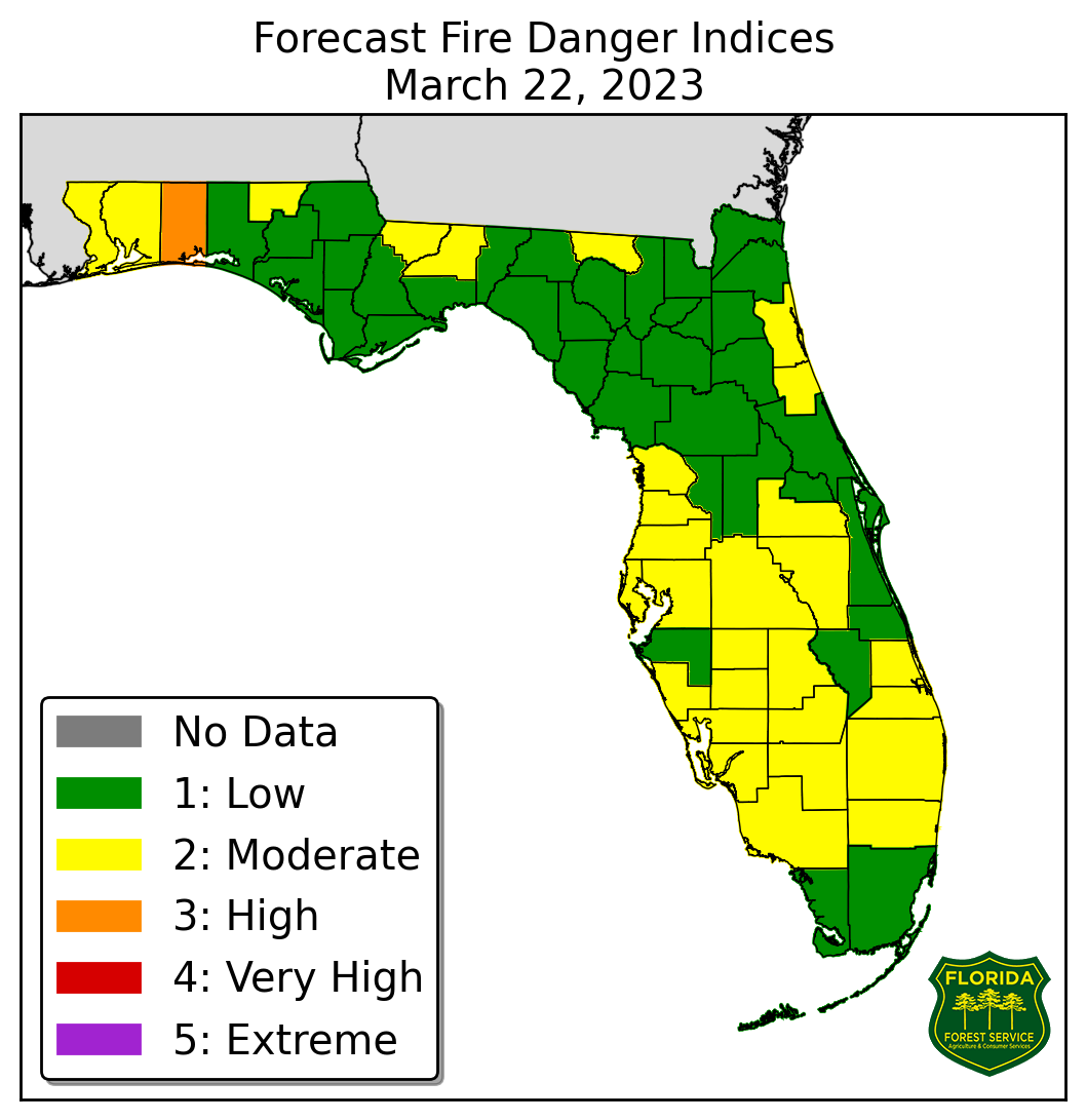 Map of the wildfire dangers