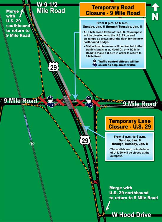 US 29 Closure graphic US 29 Closure graphic