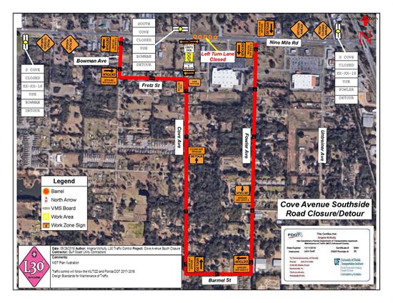 Beginning Thursday, July 12 at 7 a.m. Cove Avenue between Nine Mile Road and Frestz Street will be closed to through traffic. Traffic will be detoured along Fowler Avenue and Bowman Avenue.