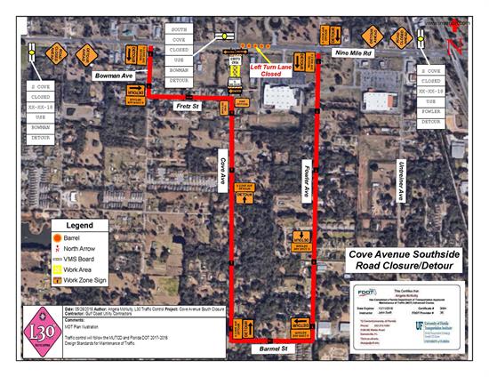 Cove Avenue Southside Closure and Detour.7.3.18 2 Beginning Thursday, July 12 at 7 a.m. Cove Avenue between Nine Mile Road and Frestz Street will be closed to through traffic. Traffic will be detoured along Fowler Avenue and Bowman Avenue.