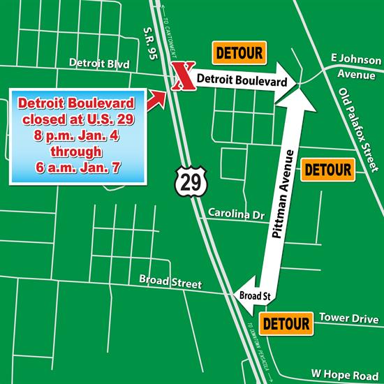 Detroit Blvd Detour Map Detroit Blvd Detour Map