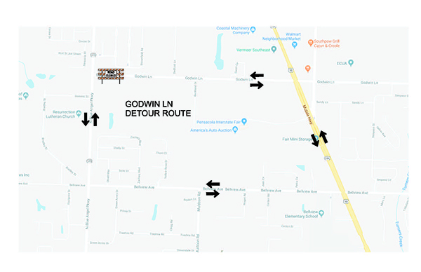 Godwin Lane Detour Map Godwin Lane Detour Map