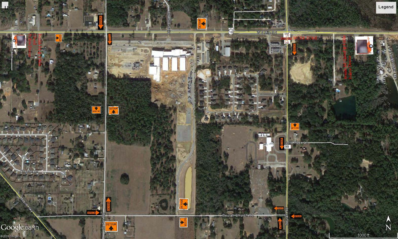 January 2019 Beulah Detour Map