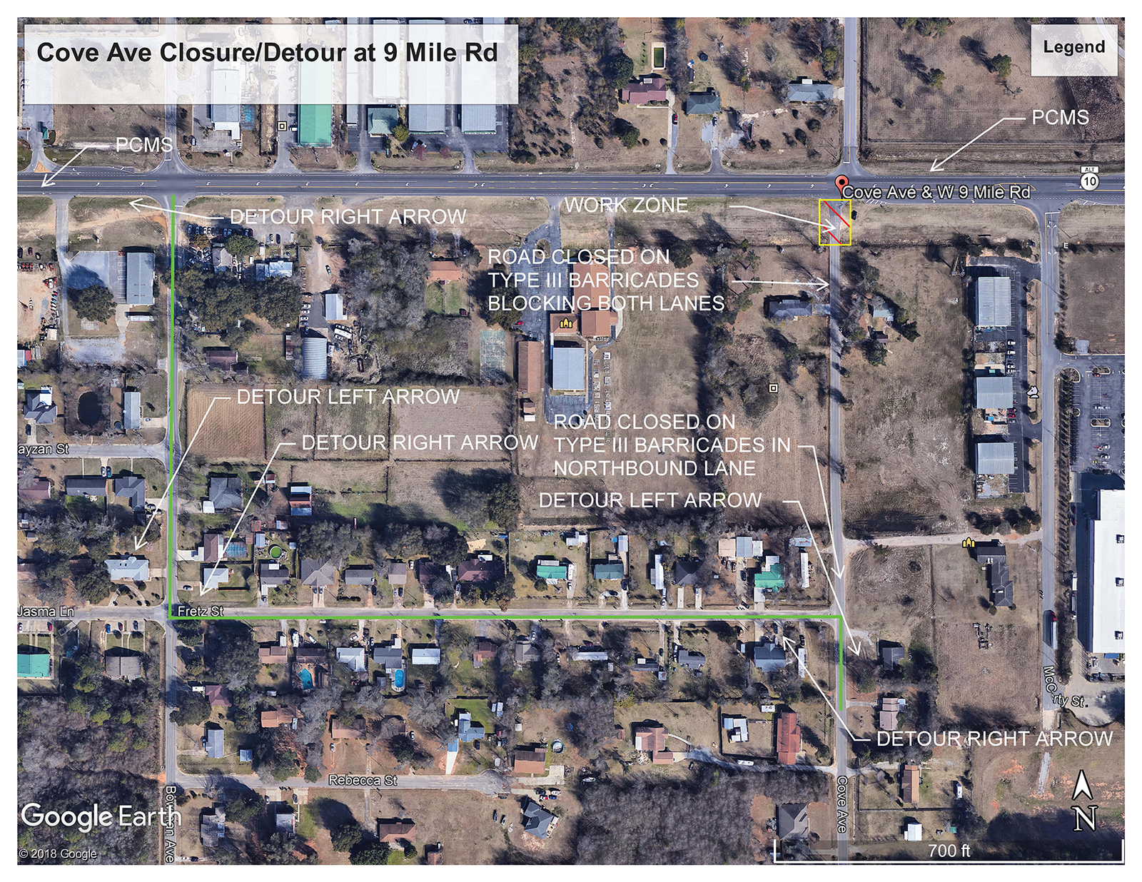 MOT Plan - Cove Ave Closure_Detour Map