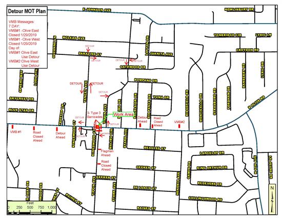 Olive Road Closure Map Olive Road Closure Map