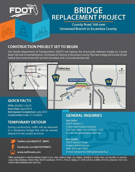 Construction Map of County Road 168 over Unnamed Branch 