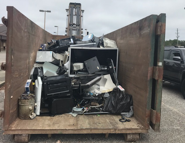 Electronics collected for disposal at the March 9 Regional Roundup at Bailey Middle School