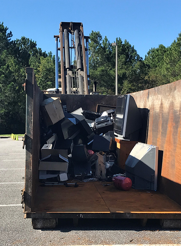 Electronic items collected for disposal during the Oct. 13 Regional Roundup event at Blue Angels Elementary.