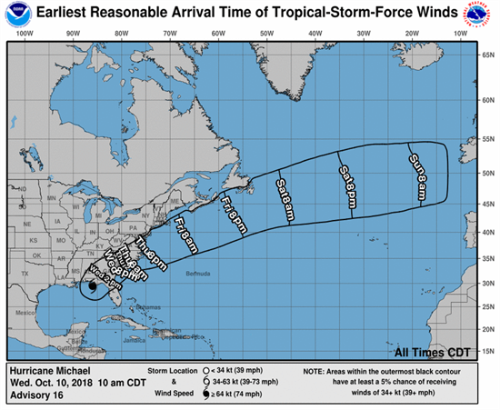 National Hurricane Center 10 a.m. Wind Arrival Slide National Hurricane Center 10 a.m. Wind Arrival Slide